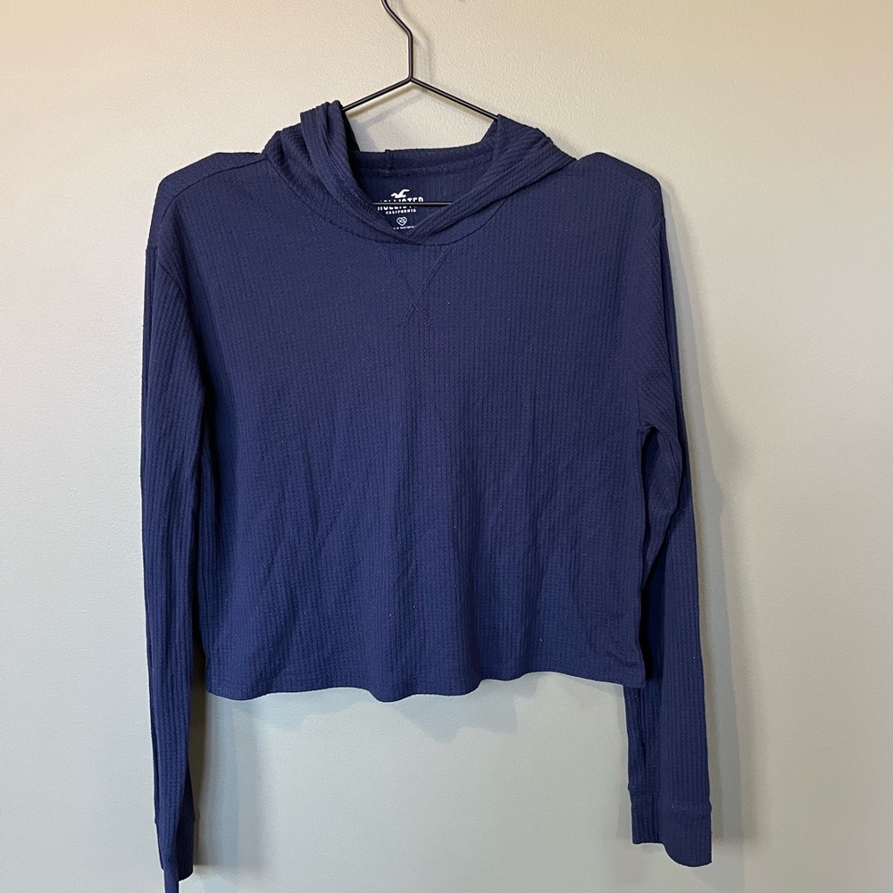 Hollister Navy Blue Cropped Hoodie
